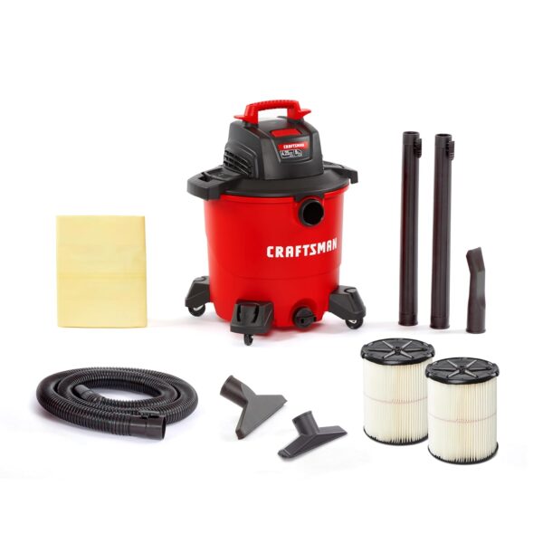 CRAFTSMAN CMXEVBE17590 Aspiradora húmeda y seca de 9 galones y 4.25 HP de potencia, portátil, con 2 filtros, bolsa para