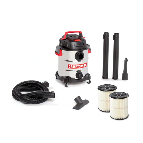 CRAFTSMAN CMXEVBE17155 - Aspiradora portátil de acero inoxidable de 10 galones, 6.0 HP de potencia, aspiradora portátil
