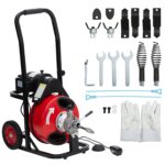 Heavy Duty 100FT x 3/8" Auto-Feed Electric Sewer Auger – 370W Drain Cleaning Machine for 1-4" Pipes, 8 Cutters, Air-Foot