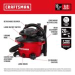 CRAFTSMAN CMXEVBE17606 Aspiradora en seco y húmedo de 12 galones 6.0 HP con soplador de hojas desmontable, aspiradora po