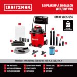 Aspiradora Húmeda y Seca CRAFTSMAN CMXEVBE17594 12 Galones 6.0 HP Portátil con Manguera Dual-Flex 3 Filtros y Bolsa de P