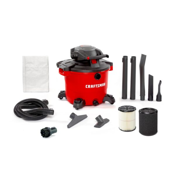 CRAFTSMAN CMXEVBE17607 Aspiradora húmeda y seca de 16 galones, 6.5 pico HP con soplador desmontable, aspiradora portátil