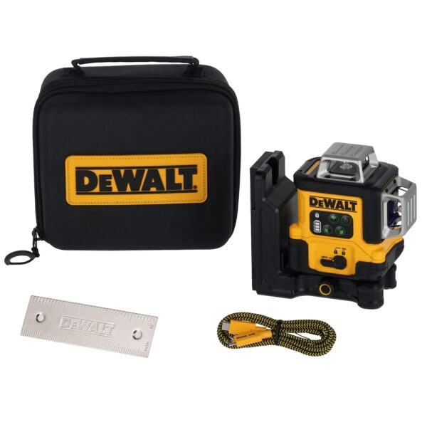 DEWALT Nivel láser 360 autonivelante, USB-C recargable 3 x 360 línea verde, herramienta niveladora láser, carga rápida,