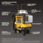 DEWALT Nivel láser 360 autonivelante, USB-C recargable 3 x 360 línea verde, herramienta niveladora láser, carga rápida,