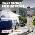 Lavadora a Presión Eléctrica SENIX HPWE15-H 2700 PSI 2.3 GPM Motor sin Escobillas Tanque de Espuma 110 Onzas 6 Boquillas