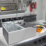 Freidora comercial de 23 cuartos de galón, freidora eléctrica de encimera de acero inoxidable con canasta, control indiv