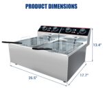 Freidora comercial de 23 cuartos de galón, freidora eléctrica de encimera de acero inoxidable con canasta, control indiv