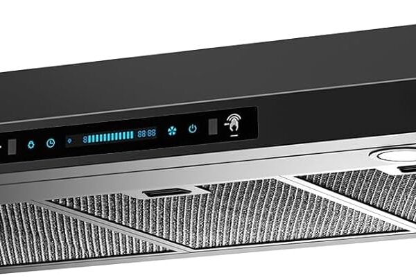 HisoHu Campana extractora de cocina de 36 pulgadas, 1200 CFM, con sensor de gestos y control táctil, campana extractora
