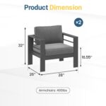 Juego de 2 Sillones de Patio Wisteria Lane Patio Furniture Chairs Marco de Hierro Cojines de Olefina Gris Oscuro