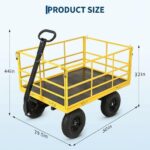 Carrito de jardín de acero resistente 4 en 1, capacidad de 1500 libras, ruedas todo terreno de 13 pulgadas, laterales de