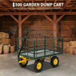 Carrito de jardín de acero resistente 4 en 1, capacidad de 1500 libras, ruedas todo terreno de 13 pulgadas, laterales de