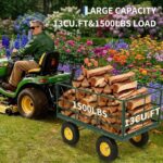 Carrito de jardín de acero resistente 4 en 1, capacidad de 1500 libras, ruedas todo terreno de 13 pulgadas, laterales de