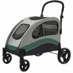 Cochecito para Perros GAOMON Modelo 1 Extra Grande Capacidad 160 Libras Ruedas Giratorias 360 Grados Plegable Color Verd