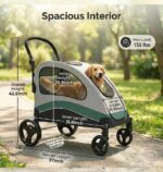 Cochecito para Perros GAOMON Modelo 1 Extra Grande Capacidad 160 Libras Ruedas Giratorias 360 Grados Plegable Color Verd