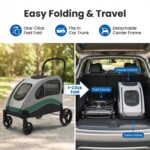 Cochecito para Perros GAOMON Modelo 1 Extra Grande Capacidad 160 Libras Ruedas Giratorias 360 Grados Plegable Color Verd