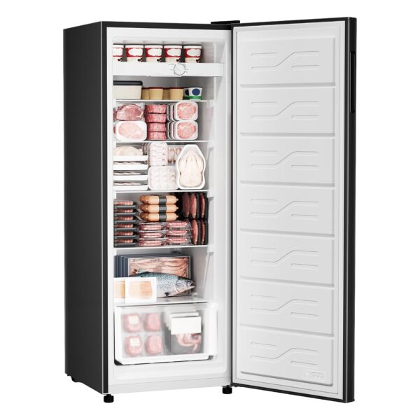 Congelador vertical de 7 pies cúbicos, congelador vertical convertible, 5 estantes ajustables, puerta reversible, refrig