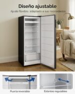 Congelador vertical de 7 pies cúbicos, congelador vertical convertible, 5 estantes ajustables, puerta reversible, refrig