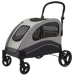 Cochecito para Perros GAOMON Modelo 1 Extra Grande Capacidad 160 Libras Ruedas Delanteras Giratorias 360 Grados Mango Aj