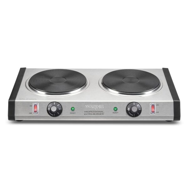 Waring WDB600X quemador doble de hierro fundido, dos cocinas eléctricas de 7.5 pulgadas, placa caliente profesional para