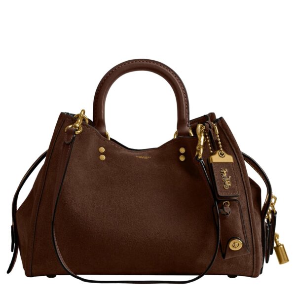 Bolso Coach Rogue 31 para Mujer Gamuza y Cuero Chocolate Oscuro CCX24