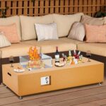 Mesa de Fuego para Exteriores MERXENG Modelo 02 Amarillo Gas Natural 50000 BTU con Cubo de Hielo Integrado