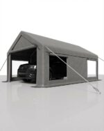 Cochera Portátil MegaChoice Modelo 8H34764jDeDFnF3uA0VPAAM96 10 x 20 Pies Gris con Techo de Polietileno UPF 50+ Ventanas
