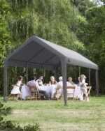 Cochera Portátil MegaChoice Modelo 8H34764jDeDFnF3uA0VPAAM96 10 x 20 Pies Gris con Techo de Polietileno UPF 50+ Ventanas