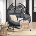 Silla de Huevo IRONCK EC-301 Doble para 2 Personas Ratán Gris 700 Libras