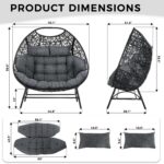 Silla de Huevo IRONCK EC-301 Doble para 2 Personas Ratán Gris 700 Libras