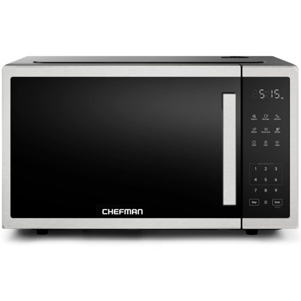 Chefman Horno microondas para encimera de 1.1 pies cúbicos, 1000 vatios con 10 niveles de potencia, 3 ajustes preestable