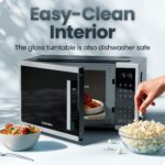Chefman Horno microondas para encimera de 1.1 pies cúbicos, 1000 vatios con 10 niveles de potencia, 3 ajustes preestable