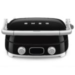 SMEG MGF01 Parrilla eléctrica multiusos para encimera, con platos intercambiables, prensa Panini, waflera y parrilla, pa