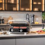 SMEG MGF01 Parrilla eléctrica multiusos para encimera, con platos intercambiables, prensa Panini, waflera y parrilla, pa