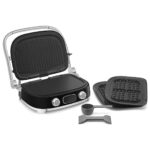 SMEG MGF01 Parrilla eléctrica multiusos para encimera, con platos intercambiables, prensa Panini, waflera y parrilla, pa
