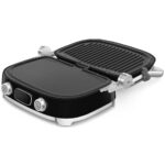 SMEG MGF01 Parrilla eléctrica multiusos para encimera, con platos intercambiables, prensa Panini, waflera y parrilla, pa