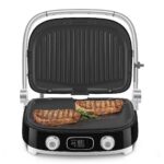 SMEG MGF01 Parrilla eléctrica multiusos para encimera, con platos intercambiables, prensa Panini, waflera y parrilla, pa