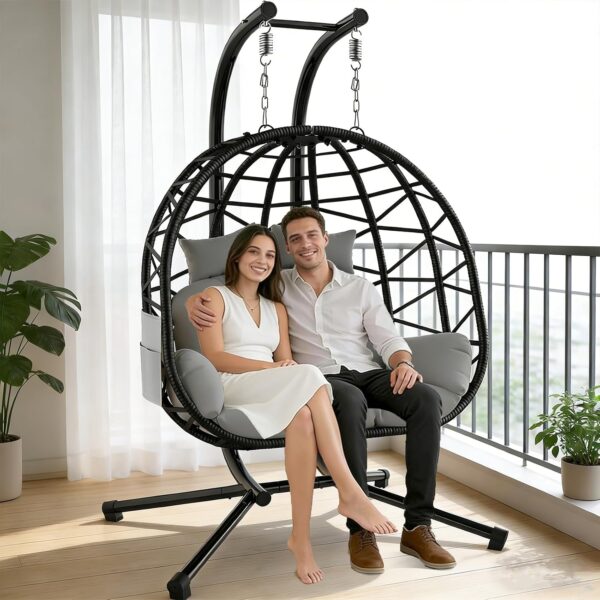 Silla Colgante Doble Suteck BZ-1789 con Soporte para 2 Personas Capacidad 700 Libras Color Negro