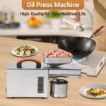 SierraSquad Máquina de prensa de aceite de acero inoxidable de 900 W, extractor automático de aceite de prensa en frío p
