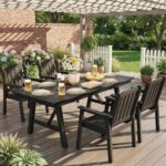 Juego de 4 Sillas de Comedor para Patio Garvee W9hdn33707 HDPE Negro Base en H 650 Libras