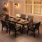 Juego de 4 Sillas de Comedor para Patio Garvee W9hdn33707 HDPE Negro Base en H 650 Libras
