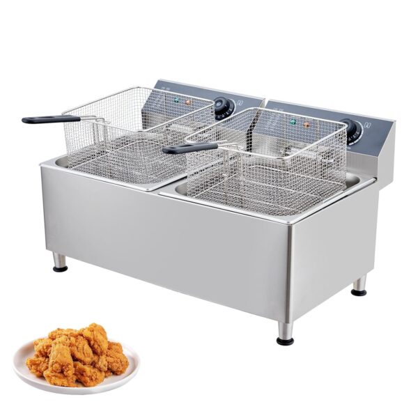 Freidora eléctrica comercial de acero inoxidable de 11L 1700 W, calentamiento rápido con termostato ajustable (140℉-392℉