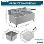 Freidora eléctrica comercial de acero inoxidable de 11L 1700 W, calentamiento rápido con termostato ajustable (140℉-392℉