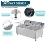 Freidora eléctrica comercial de acero inoxidable de 11L 1700 W, calentamiento rápido con termostato ajustable (140℉-392℉