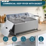 Freidora eléctrica comercial de acero inoxidable de 11L 1700 W, calentamiento rápido con termostato ajustable (140℉-392℉