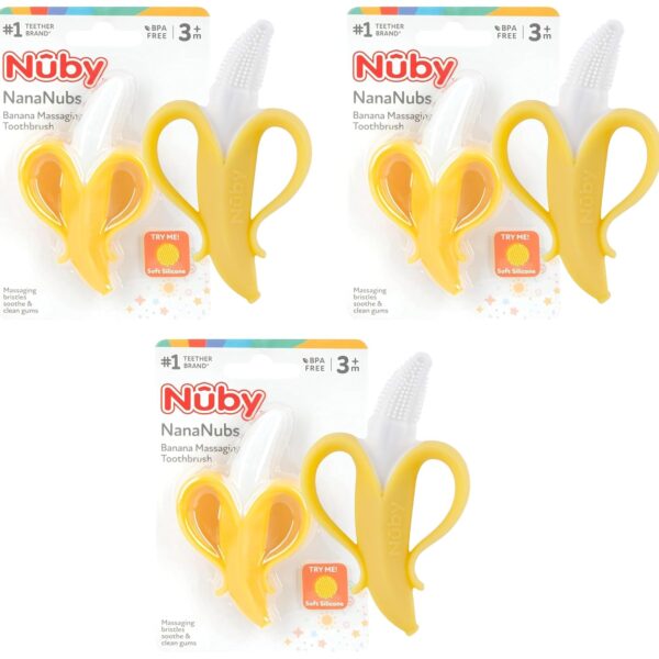 Mordedor de Dentición Nuby NanaNubs Plátano Silicona Amarillo Paquete de 48