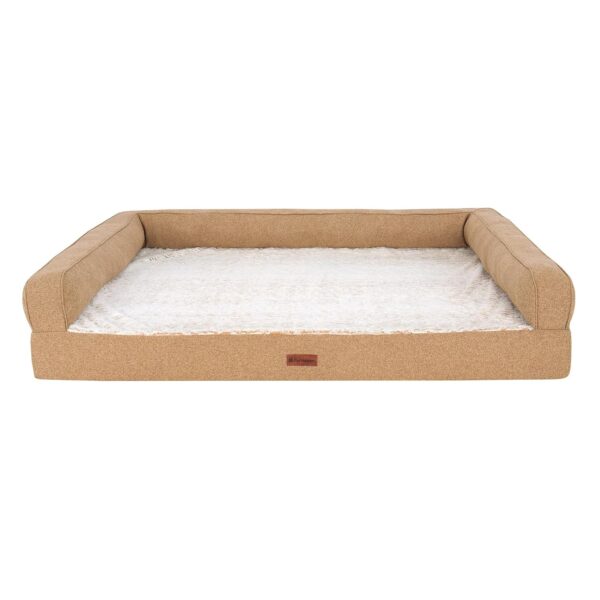 Cama para Perro Furhaven M45656773 Ortopédica Piel Sintética Nutmeg JumboPlus 53x40x10.5 Pulgadas