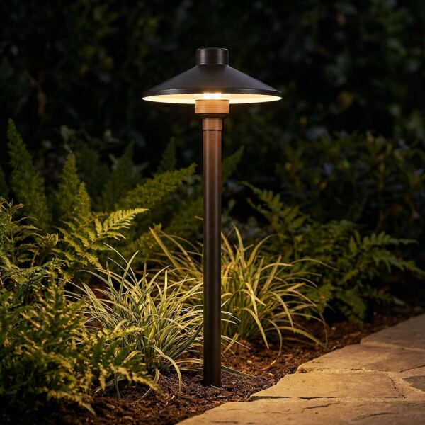 Lámpara de Jardín KSANA Low Voltage Landscape Lighting 12V Acabado Latón Antiguo con Estaca de Tierra IP65 7.6 Pulgadas