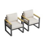 Juego de 2 Sillones de Aluminio para Patio IDEALHOUSE Beige con Cojines Resistente al Agua