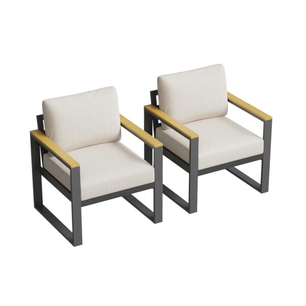 Juego de 2 Sillones de Aluminio para Patio IDEALHOUSE Beige con Cojines Resistente al Agua