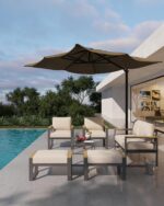 Juego de 2 Sillones de Aluminio para Patio IDEALHOUSE Beige con Cojines Resistente al Agua